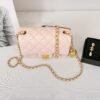 Chanel 23K Light Pink Pearl Crush Square Mini with Antique Gold Hardware.
