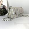Chanel 24C Mini Classic Flap Bag Embroidered Satin, Pink and Yellow Sequins with Silver Hardware.