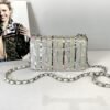 Chanel 24C Mini Classic Flap Bag Embroidered Satin, Pink and Yellow Sequins with Silver Hardware.