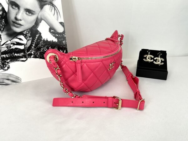 Chanel 24S Dark Red Lambskin  Rectangular Mini with Champagne Gold Hardware.