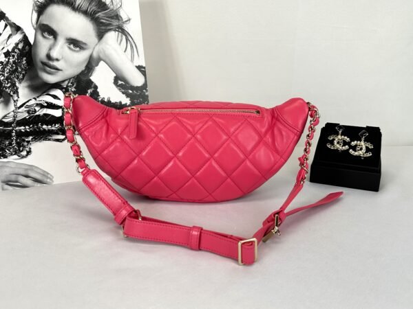 Chanel 24S Dark Red Lambskin  Rectangular Mini with Champagne Gold Hardware.