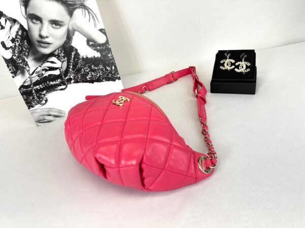 Chanel 24S Dark Red Lambskin  Rectangular Mini with Champagne Gold Hardware.