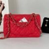 Chanel 24S Dark Red Lambskin  Rectangular Mini with Champagne Gold Hardware.
