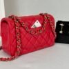 Chanel 24S Dark Red Lambskin  Rectangular Mini with Champagne Gold Hardware.