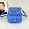 Chanel 24P Blue Duma Backpack Mini Size with Champagne Gold Hardware.
