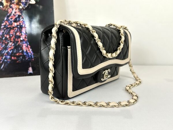 Chanel 23B Black Lambskin Flap Bag with Champagne Gold Hardware