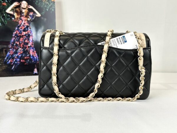 Chanel 23B Black Lambskin Flap Bag with Champagne Gold Hardware