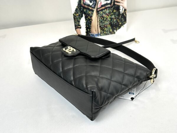 Chanel 23B Black Coco Mellow Small Hobo Bag.