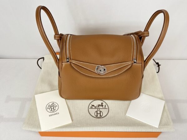 Hermès Gold Clemence Lindy 26 with Palladium Hardware.