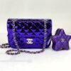 Chanel 24C Hollywood Blvd Dark Purple Mirrored Calfskin Mini Flap Bag