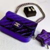 Chanel 24C Hollywood Blvd Dark Purple Mirrored Calfskin Mini Flap Bag