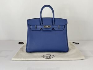 Hermès Bleu Brighton Birkin 25 of Taurillon Novillo Leather with Palladium Hardware