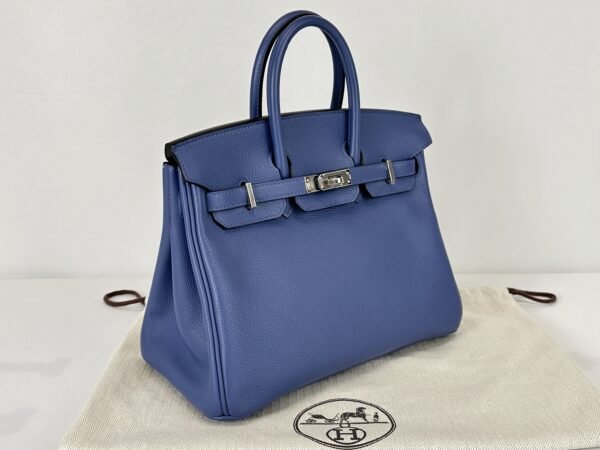 Hermès Bleu Brighton Birkin 25 of Taurillon Novillo Leather with Palladium Hardware