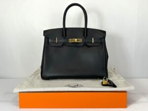 Hermès Birkin 30 Black Jonathan Leather with Gold Hardware.