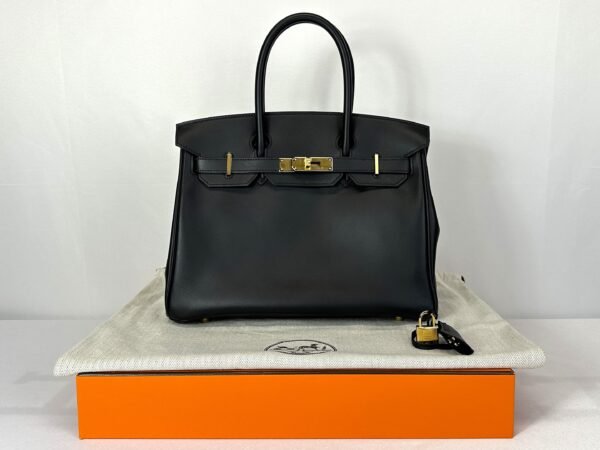 Hermès Birkin 30 Black Jonathan Leather with Gold Hardware.