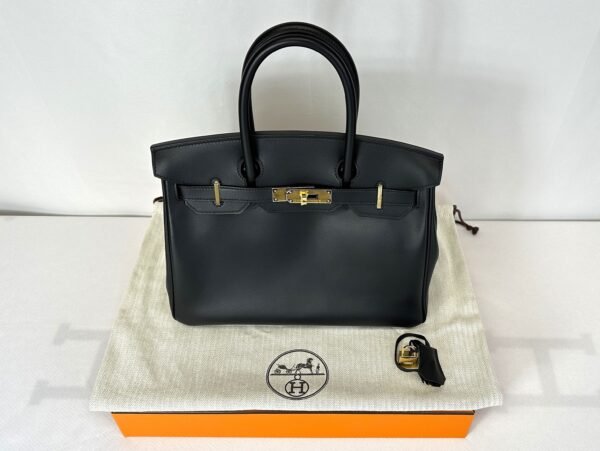 Hermès Birkin 30 Black Jonathan Leather with Gold Hardware.