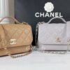 Chanel 22B Dark Beige and Light Grey Caviar Medium Size Business Affinity.