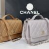 Chanel 22B Dark Beige and Light Grey Caviar Medium Size Business Affinity.