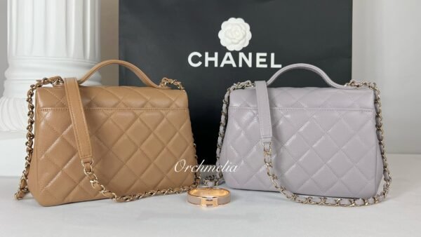 Chanel 22B Dark Beige and Light Grey Caviar Medium Size Business Affinity.