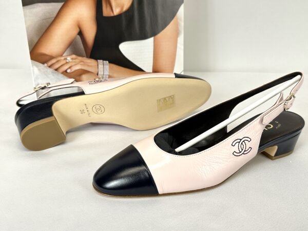 Chanel 24P Light Pink Shiny Lambskin Slingbacks