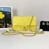 Chanel 24S Yellow Iridescent Lambskin Pearl Twin Flap Bag.