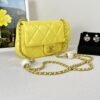 Chanel 24S Yellow Iridescent Lambskin Pearl Twin Flap Bag.