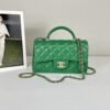 Chanel 24A Green Lambskin Top Handle Mini with Champagne Gold Hardware.