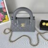 Chanel 24A Dark Grey Shiny Calfskin Mini Kelly.