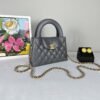 Chanel 24A Dark Grey Shiny Calfskin Mini Kelly.