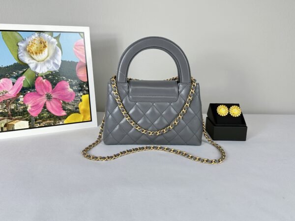 Chanel 24A Dark Grey Shiny Calfskin Mini Kelly.