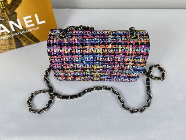 Chanel Rainbow Tweed Rectangular Mini with Light Gold Hardware.