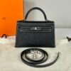 2024 Hermès Black Chèvre with Gris Perle Special Order Mini Kelly II