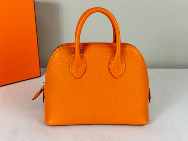Hermès Orange Chevre Mini Bolide with Palladium Hardware.