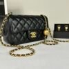 Chanel 24K Black Lambskin Pearl Crush Rectangular Mini Classic Flap