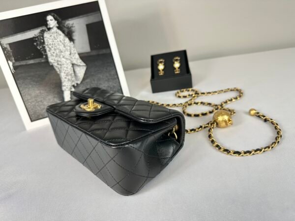Chanel 24K Black Lambskin Pearl Crush Rectangular Mini Classic Flap