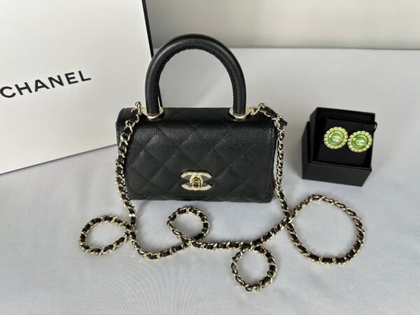 Chanel 24K Black Caviar Nano Coco Handle