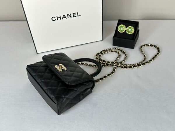 Chanel 24K Black Caviar Nano Coco Handle