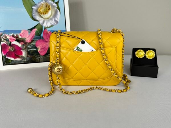 Chanel 24K Yellow Lambskin Pearl Crush Square Mini with Matte Gold Hardware