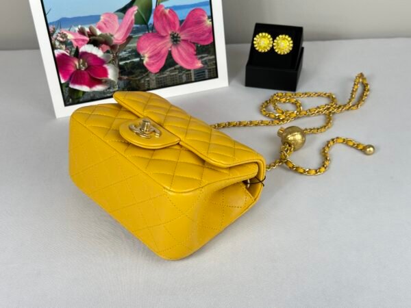 Chanel 24K Yellow Lambskin Pearl Crush Square Mini with Matte Gold Hardware
