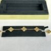 Vintage Alhambra 5 Motifs Guilloché 18K Yellow Gold Bracelet.