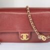 Chanel 24K Burgundy Caviar Flap Bag with Matte Gold Hardware