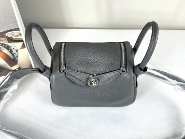 Hermès Ardoise TC Leather Mini Lindy II with Palladium Hardware