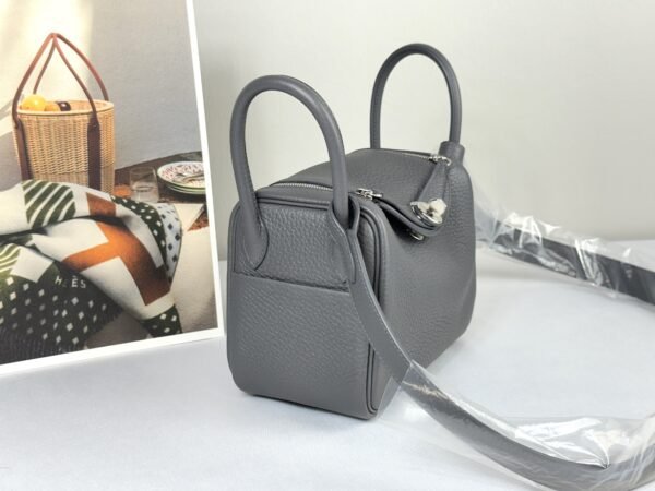 Hermès Ardoise TC Leather Mini Lindy II with Palladium Hardware