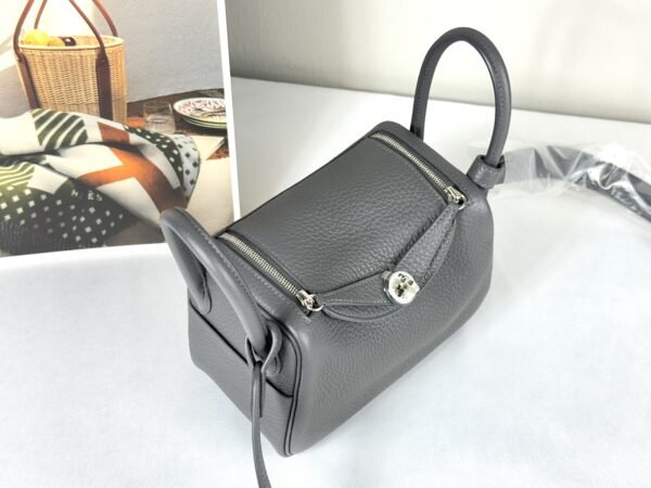 Hermès Ardoise TC Leather Mini Lindy II with Palladium Hardware