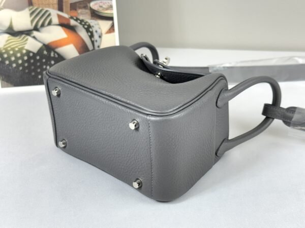 Hermès Ardoise TC Leather Mini Lindy II with Palladium Hardware