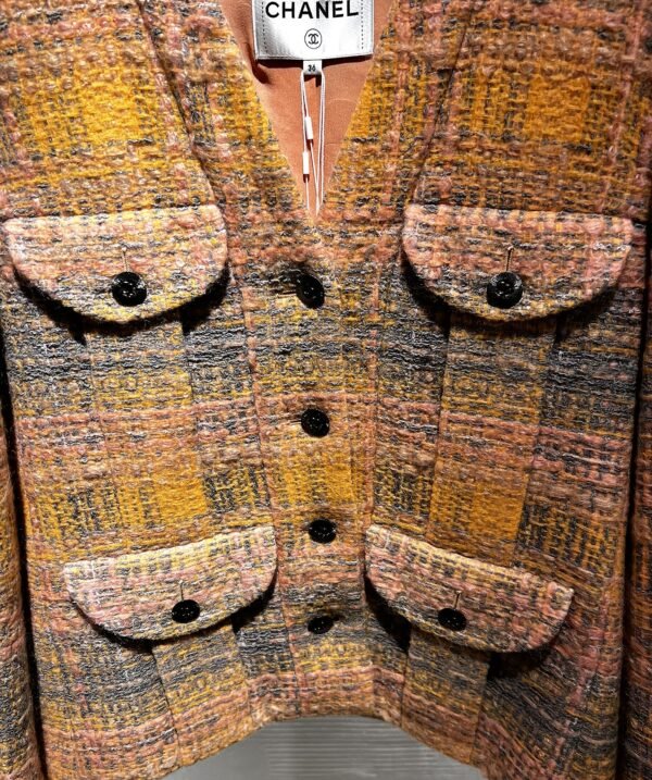 Chanel 24K #36 Jacket Cotton & Wool Tweed Orange
