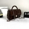 Chanel 24A Brown Tweed Top Handle Mini with Light Gold Hardware
