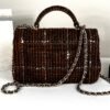 Chanel 24A Brown Tweed Top Handle Mini with Light Gold Hardware