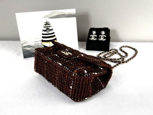 Chanel 24A Brown Tweed Top Handle Mini with Light Gold Hardware