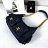 Chanel 25C Dark Blue Denim Trendy Pockets Small Hobo Bag